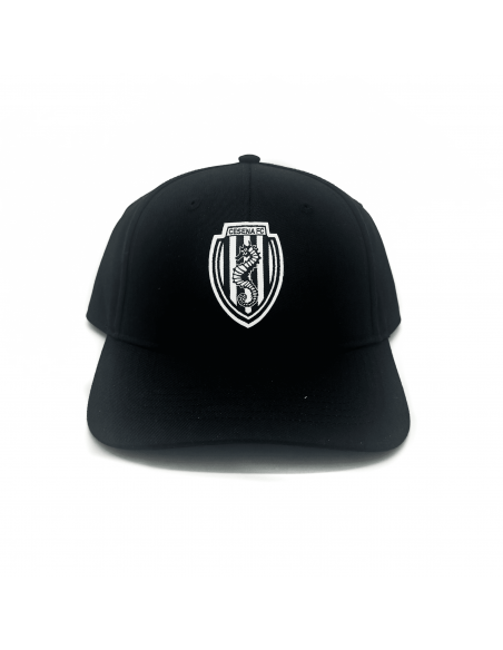 Cappello sport nero in puro cotone con toppa in alta definizione Cesena FC.